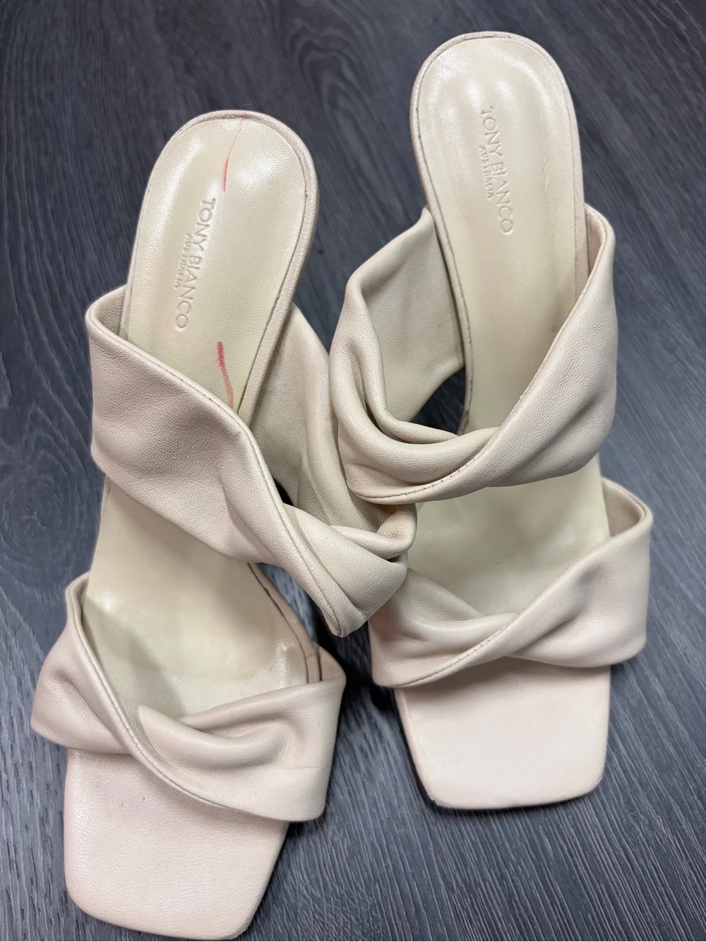 Tony Bianco Women’s Cream Knot-Detail Heeled Sandals Sz 9
